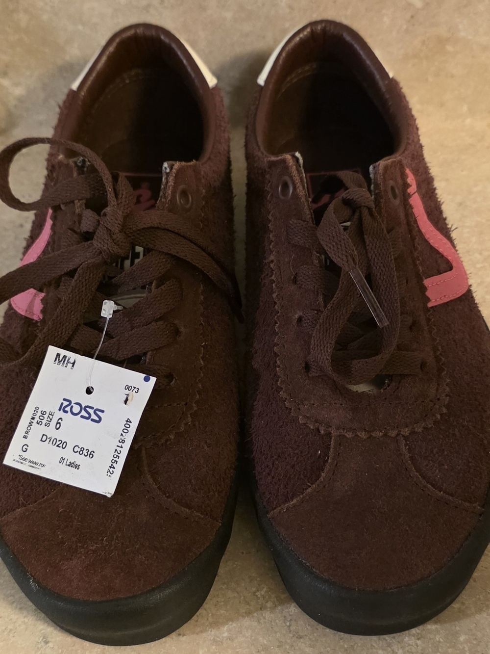 Vans Women's 7.5 Men 6 Suede Sneakers Pop Brown with Pink Accent BRAND NEW